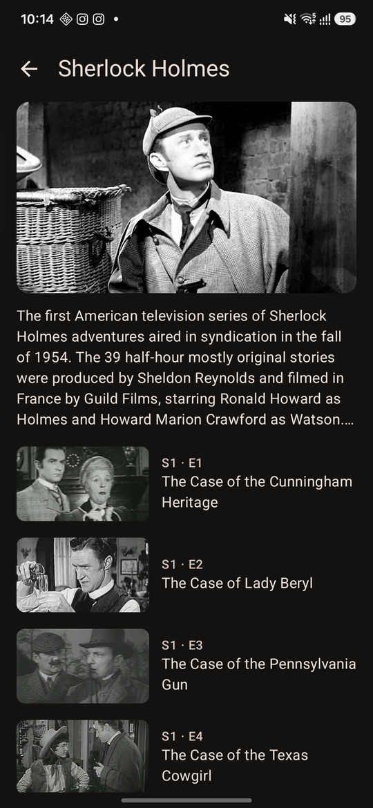 Series page with seasons and episodes